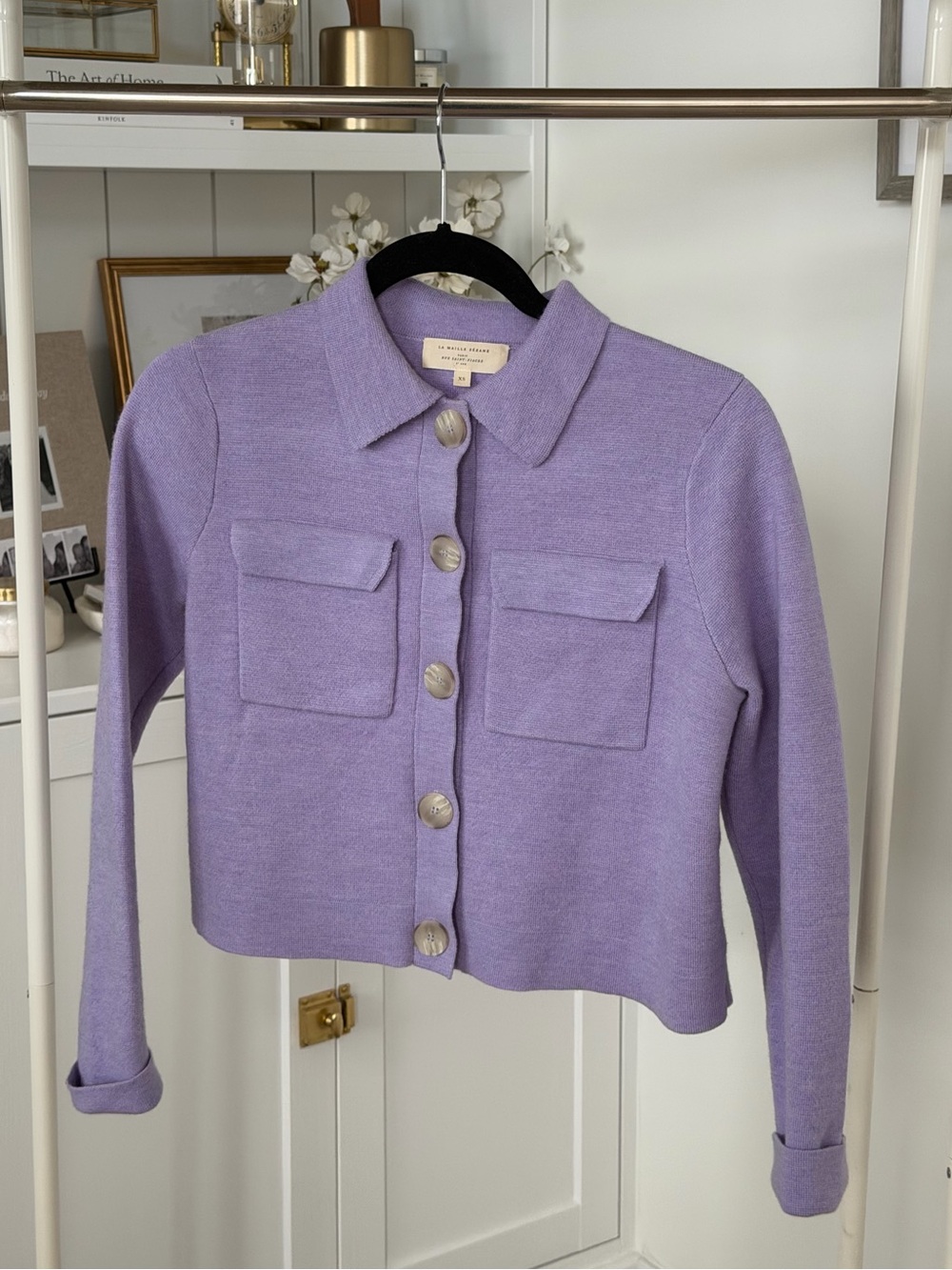 Sézane Women's Lilac Button-Front Knit Jacket
